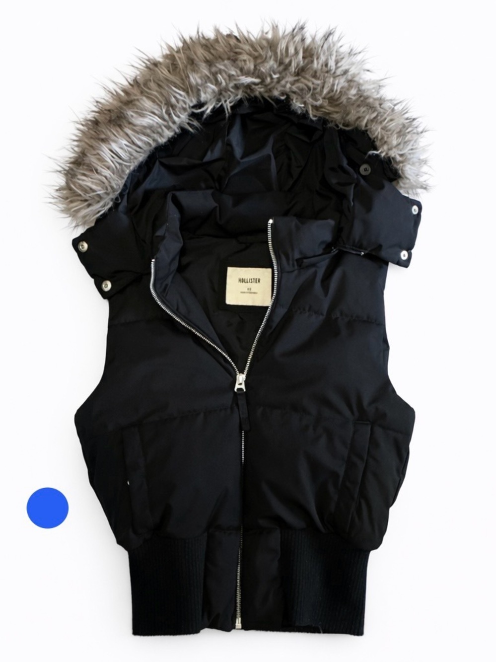 Hollister Black Quilted Jacket with Zip Front